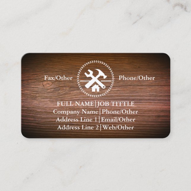 Tarjeta De Visita Herramientas de carpintero de Professional Builder (Anverso)