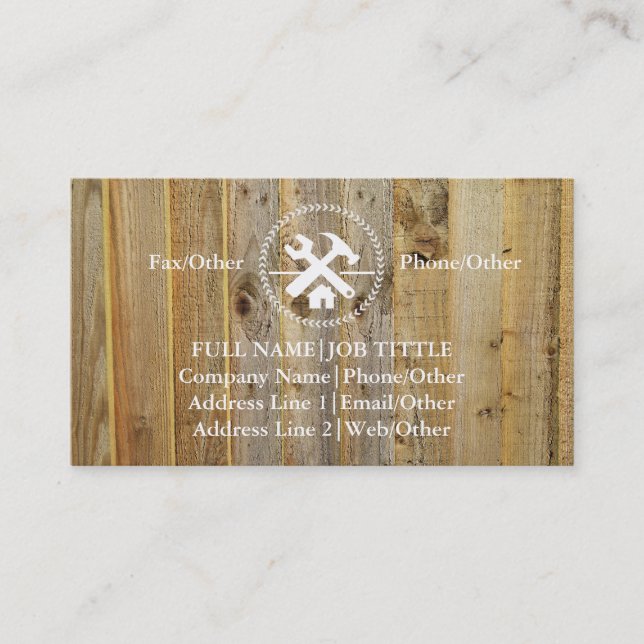 Tarjeta De Visita Herramientas de carpintero de Professional Builder (Anverso)