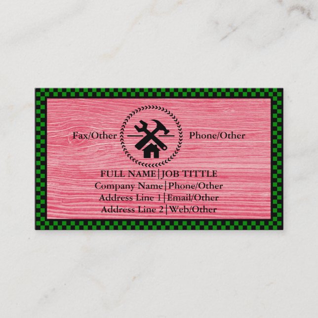 Tarjeta De Visita Herramientas de carpintero de Professional Builder (Anverso)