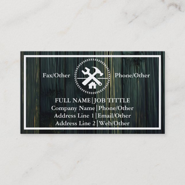 Tarjeta De Visita Herramientas de carpintero de Professional Builder (Anverso)