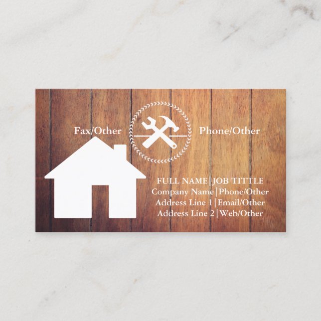 Tarjeta De Visita Herramientas de carpintero de Professional Builder (Anverso)