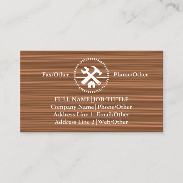 Tarjeta De Visita Herramientas de carpintero de Professional Builder (Anverso)