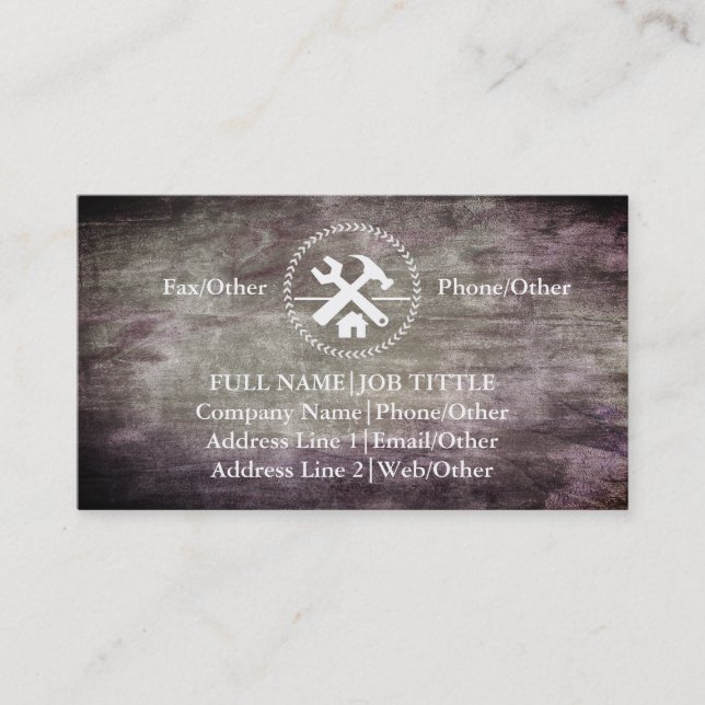 Tarjeta De Visita Herramientas de carpintero de Professional Builder (Anverso)