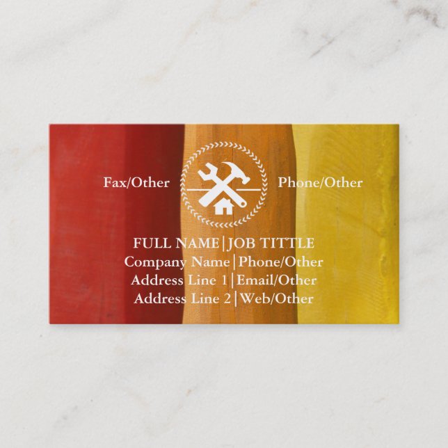 Tarjeta De Visita Herramientas de carpintero de Professional Builder (Anverso)