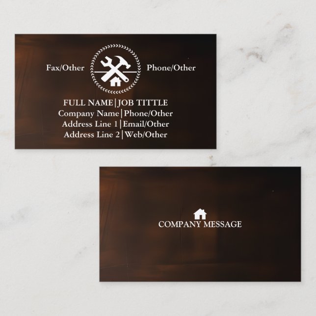 Tarjeta De Visita Herramientas de carpintero de Professional Builder (Anverso / Reverso)