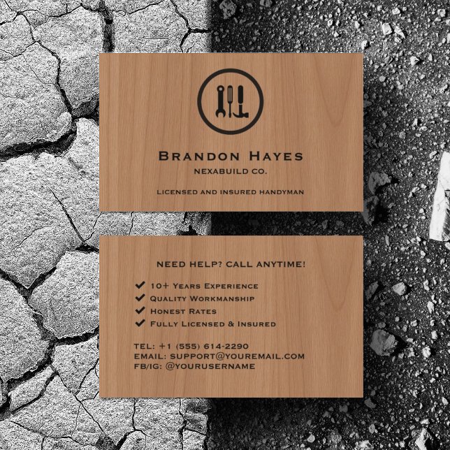 Tarjeta De Visita Herramientas de Carpintero para Construcción Perso (Personalized your business card details)