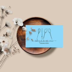 Tarjeta De Visita Herramientas de cocina panadería comida casera azu