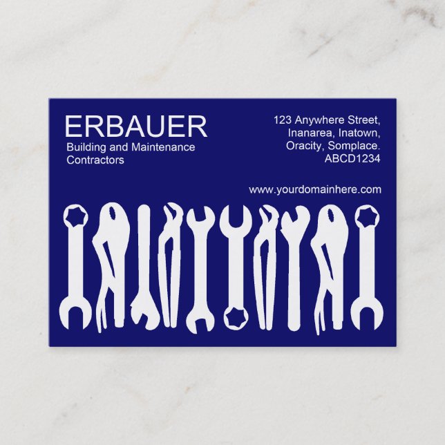 Tarjeta De Visita Herramientas de comercio (Chubby) - Blanco sobre a (Anverso)