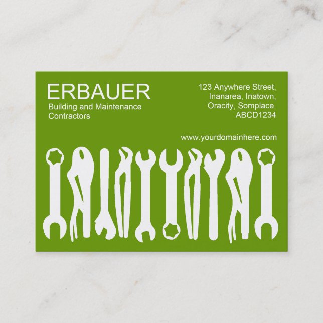 Tarjeta De Visita Herramientas de comercio (Chubby) - Blanco sobre v (Anverso)