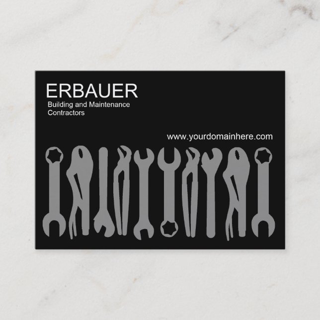 Tarjeta De Visita Herramientas de comercio (Chubby v2) - Negro (Anverso)