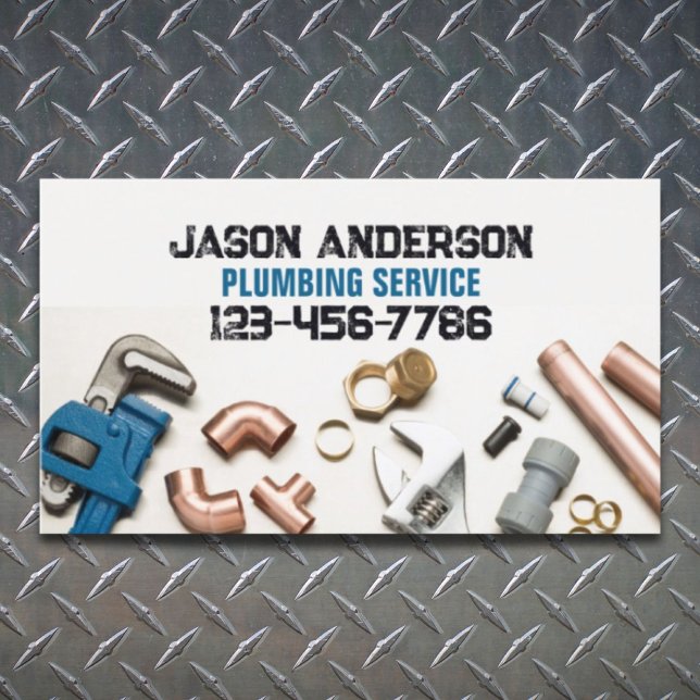 Tarjeta De Visita Herramientas de complemento Servicio de fontanería (Plumber Tools Pipe Handyman Pluming Service Business Card)