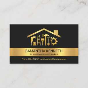 Tarjeta De Visita Herramientas de construcción de bandas de oro crea