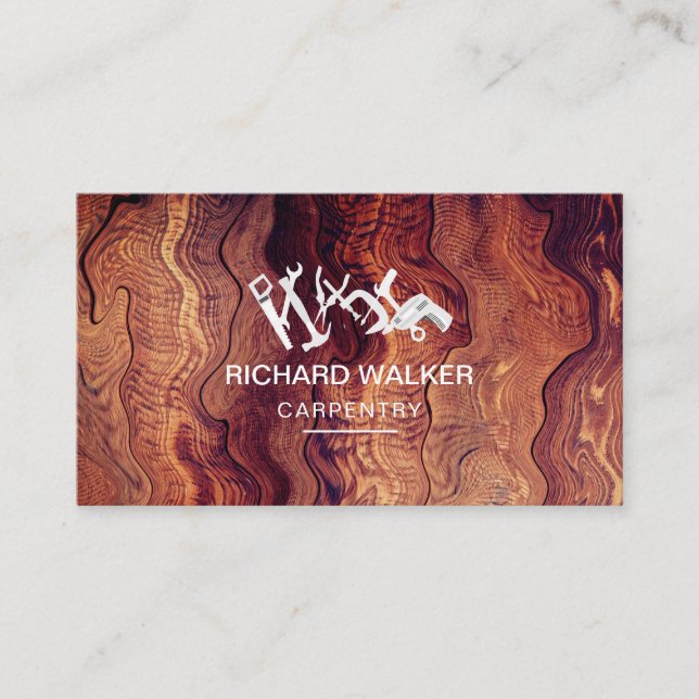 Tarjeta De Visita Herramientas de construcción de carpintería de mad (Anverso)