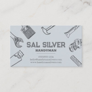 Tarjeta De Visita Herramientas de construcción de Handman Silver