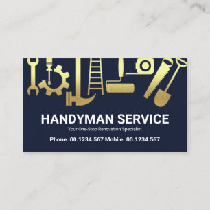 Tarjeta De Visita Herramientas de construcción de Handyman de oro R