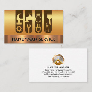 Tarjeta De Visita Herramientas de construcción de oro Capas de mano