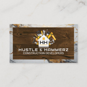 Tarjeta De Visita Herramientas de construcción de viviendas Madera