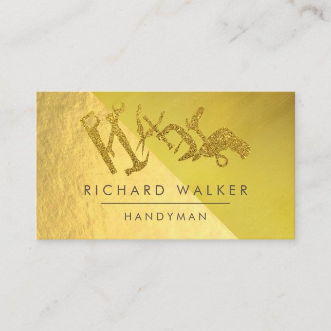 Tarjeta De Visita Herramientas de construcción Handyman Gold Purpuri (Anverso)
