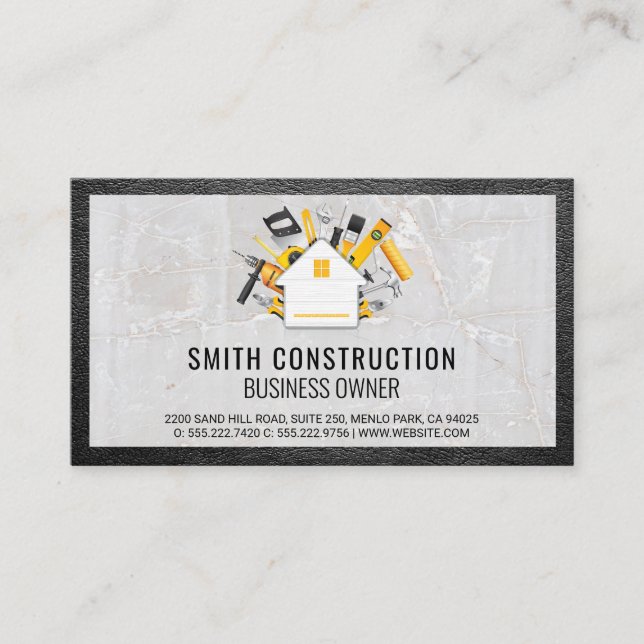 Tarjeta De Visita Herramientas de construcción | Leather y Stone (Anverso)