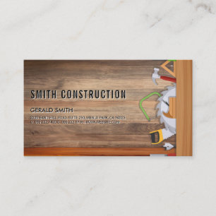 Tarjeta De Visita Herramientas de Construcción mesa de madera