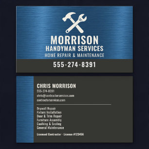 Tarjeta De Visita Herramientas de Construcción Metálicas Azul Marino