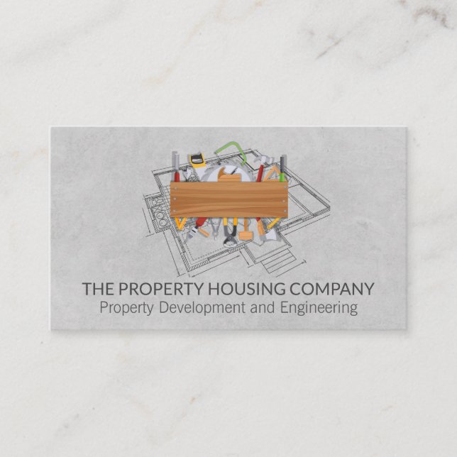 Tarjeta De Visita Herramientas de construcción | Plano general (Anverso)