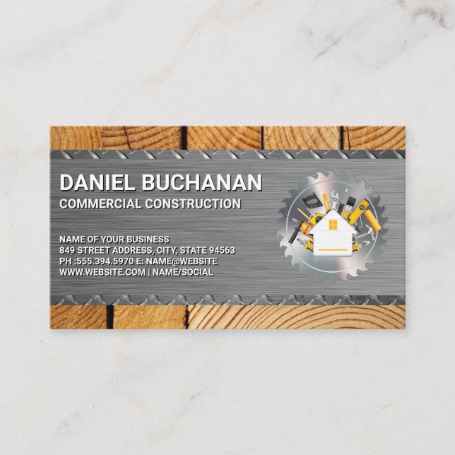 Tarjeta De Visita Herramientas de construcción | Vista circular | Ac (Anverso)