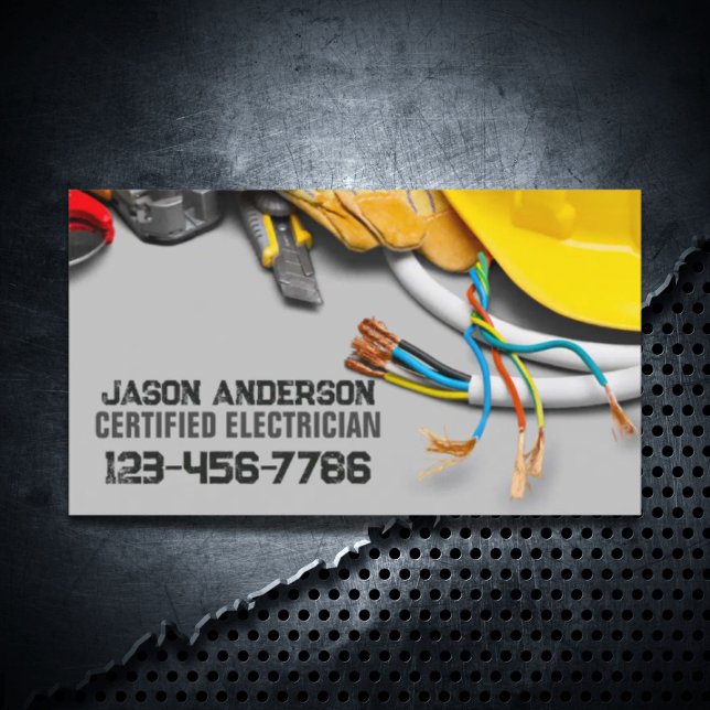Tarjeta De Visita Herramientas de contratista de reparación de const (Construction Repair Contractor Tools Electrician Business Card)