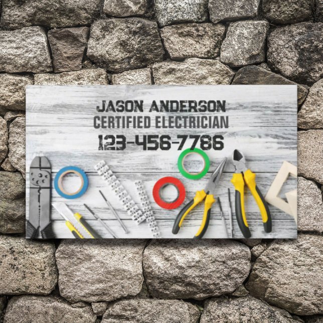 Tarjeta De Visita Herramientas de contratista de reparación de const (Construction Repair Contractor Tools Electrician Business Card)
