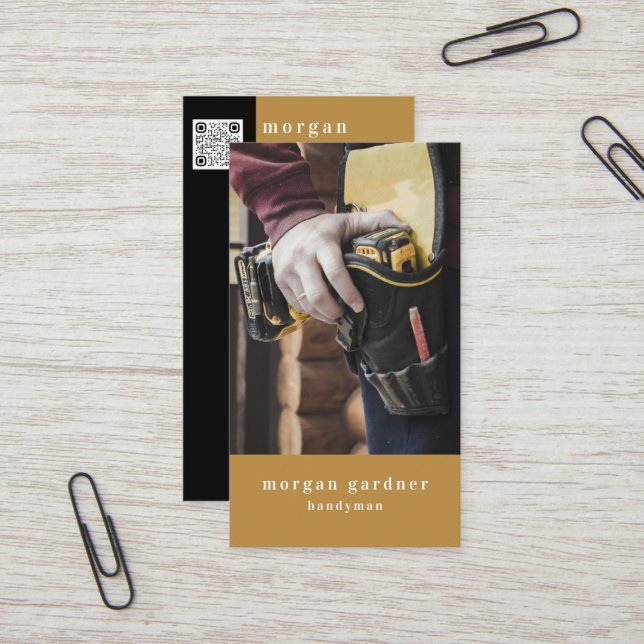 Tarjeta De Visita Herramientas de Contratista Masculino Handyman (Anverso/Reverso In Situ)