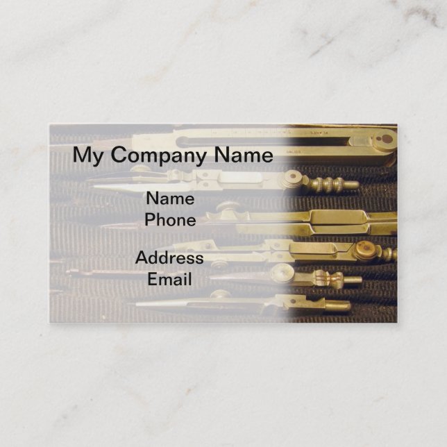 Tarjeta De Visita Herramientas de dibujo técnicas determinadas del (Anverso)