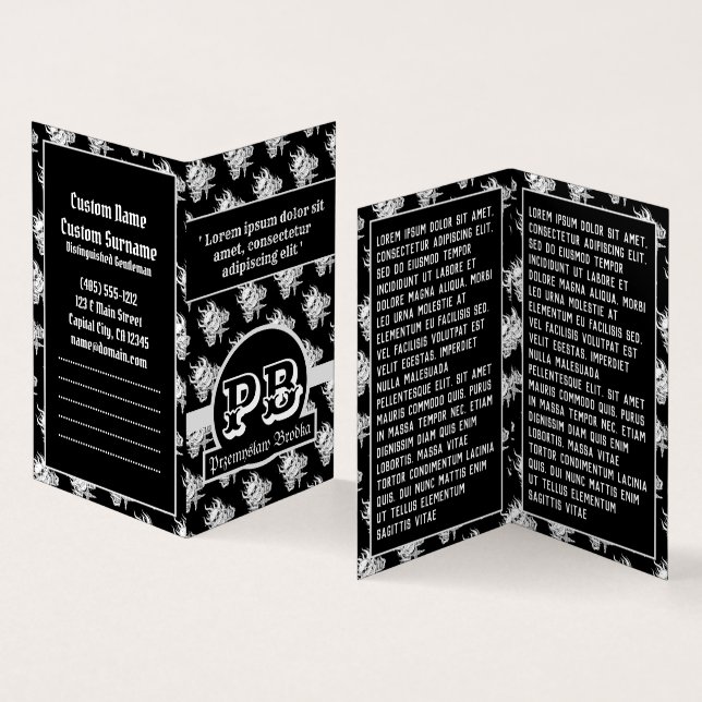 Tarjeta De Visita Herramientas de duograma gótico del cráneo de tatu (Interior y exterior)