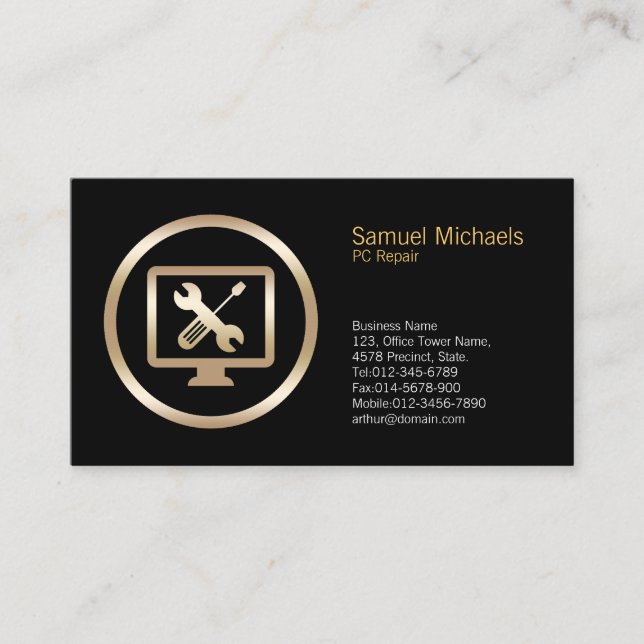 Tarjeta De Visita Herramientas de equipo Icono Reparación de PC Tarj (Anverso)