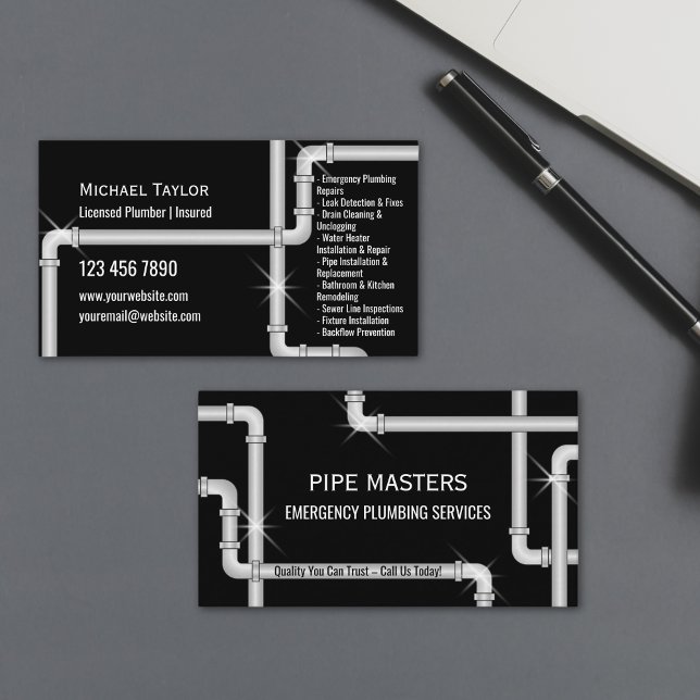 Tarjeta De Visita Herramientas de fontanería de plomo de plata profe (Subido por el creador)