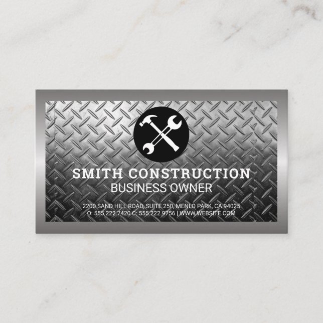 Tarjeta De Visita Herramientas de Generador | Acero de construcción (Anverso)