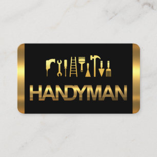 Tarjeta De Visita Herramientas de Gold Handyman sobre capas doradas