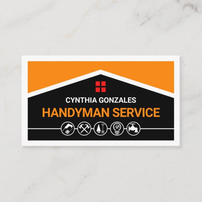 Tarjeta De Visita Herramientas de Handyman de Edificio en Azotea Imp (Anverso)