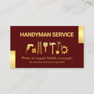 Tarjeta De Visita Herramientas de Handyman Gold con fichas de oro