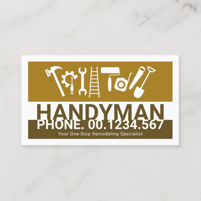 Tarjeta De Visita Herramientas de Handyman marrón Capas Renovación d (Anverso)