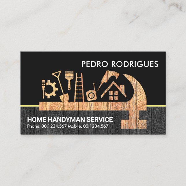 Tarjeta De Visita Herramientas de Handyman para capas de madera de m (Anverso)
