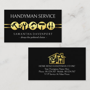Tarjeta De Visita Herramientas de hombre de oro borde línea