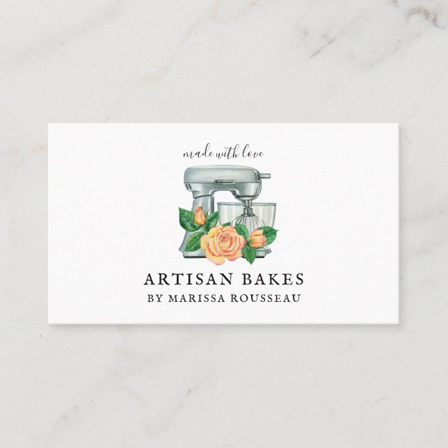 Tarjeta De Visita Herramientas de hormigón de acuarela Floral Panade (Anverso)