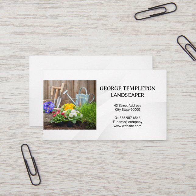 Tarjeta De Visita Herramientas de jardín | Flores y tierra (Anverso/Reverso In Situ)