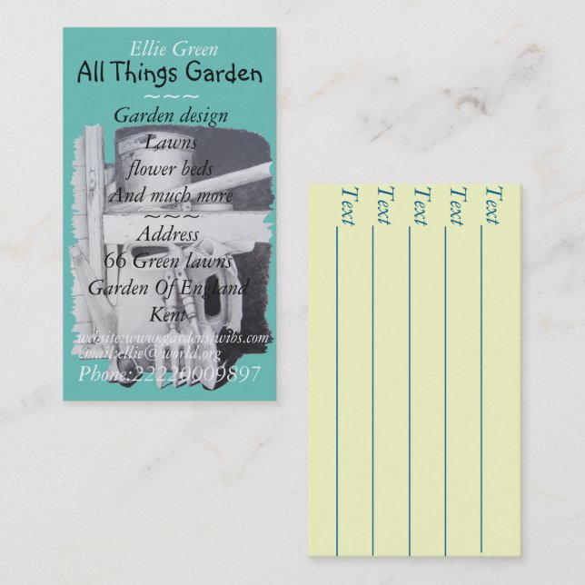 Tarjeta De Visita herramientas de jardín pintura para el diseño del  (Anverso / Reverso)