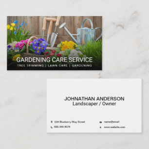 Tarjeta De Visita Herramientas de jardinería   Flores