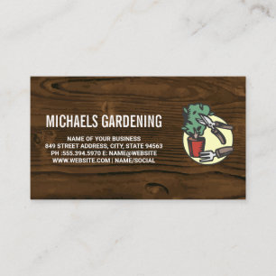 Tarjeta De Visita Herramientas de jardinería   Fondo del grano de ma