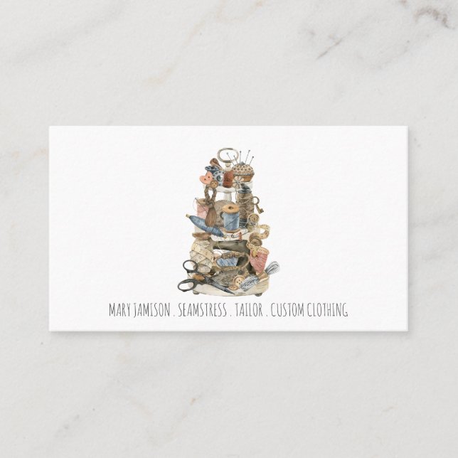 Tarjeta De Visita Herramientas De La Seamstress Comercial Tailor (Anverso)