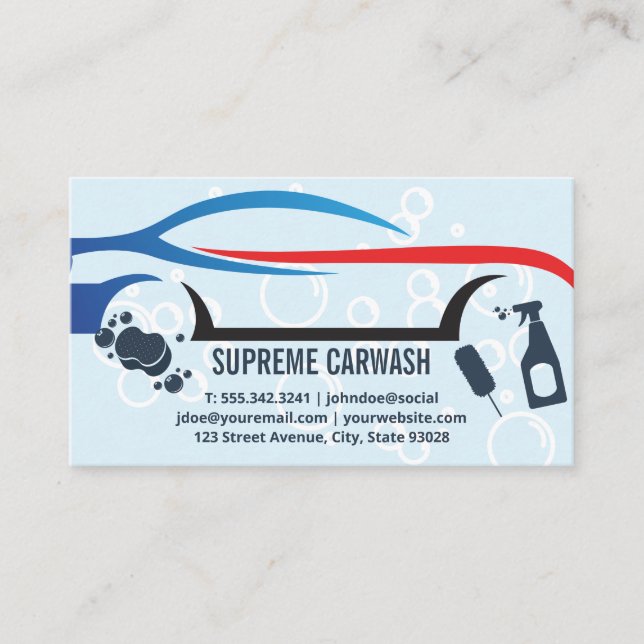 Tarjeta De Visita Herramientas de lavado y limpieza de coches deport (Anverso)