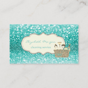 Tarjeta De Visita Herramientas de limpieza con brillo dorado elegant
