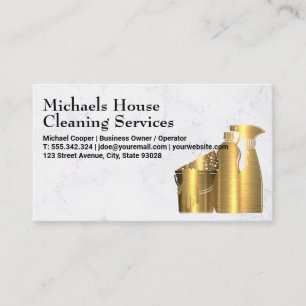 Tarjeta De Visita Herramientas de limpieza   Dorado   Textura de már